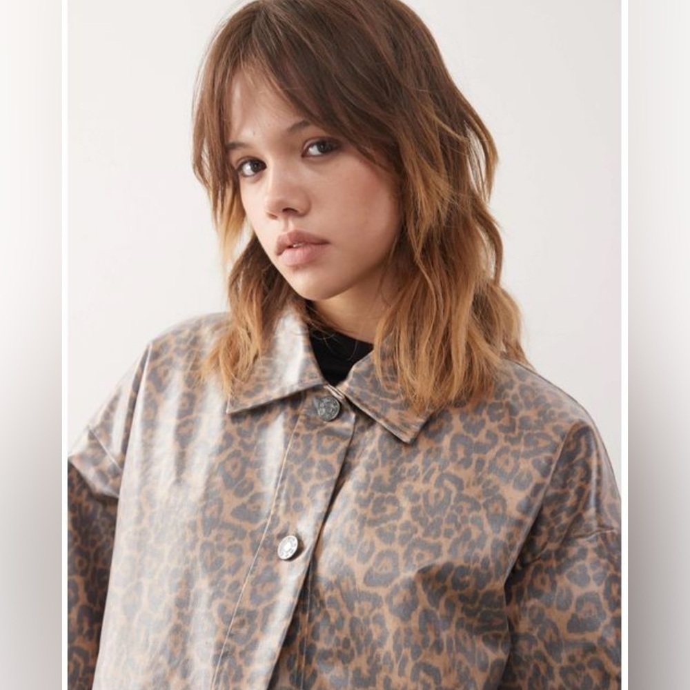 Noisy May Leopard Shiny Canvas Long Coat – Size Small (NWT) - Picture 6 of 16